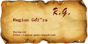 Regius Géza névjegykártya