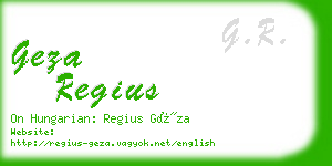 geza regius business card